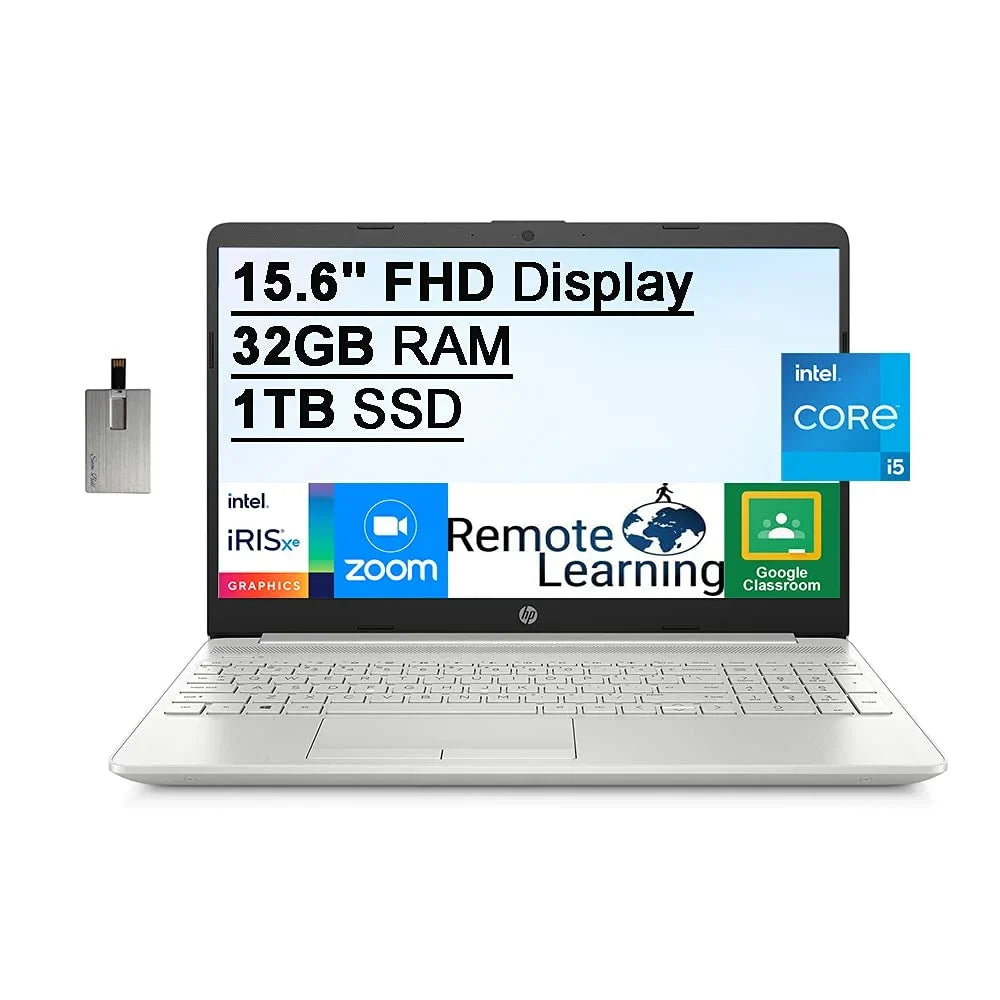 Xe HP Intel Iris Core 512GB 15.6 10, i7-1065g7), FHD Speakers, 12GB HD RAM, DDR4 Windows i5-1135G7(Beats Computer, Laptop Graphics, Webcam, USB Card Gen Intel SSD, PCIe 32GB 2021 Stereo Silver, 11th
