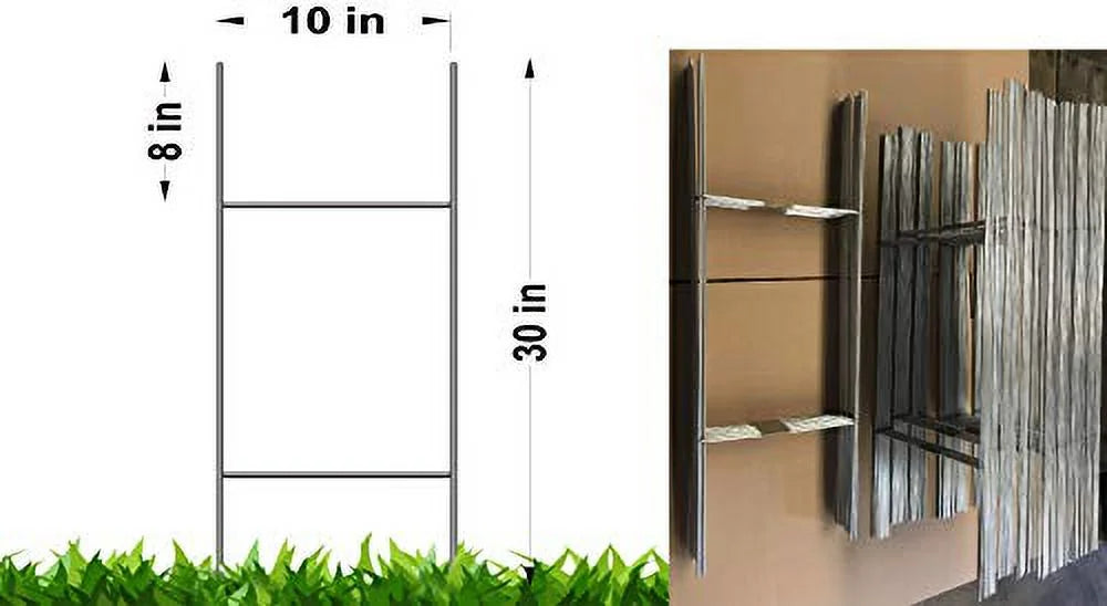 Sign 5mm Pcs 30'' Corrugated Pack Stake 30 10'' 4mm 50 Double - with Stake Tall Heavy Wide, or Use Stakes Signs of Wire - Signs, x10 Yard Stake Metal (Pkg50StaKe30'') Duty H-Frame inch 50