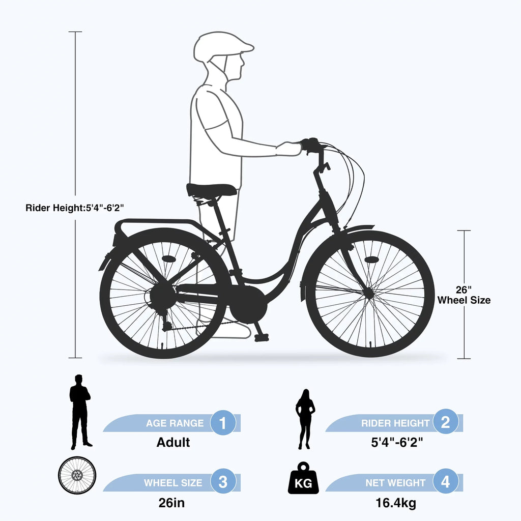 Blue Bike 7-Speed 26" Women, for Adult