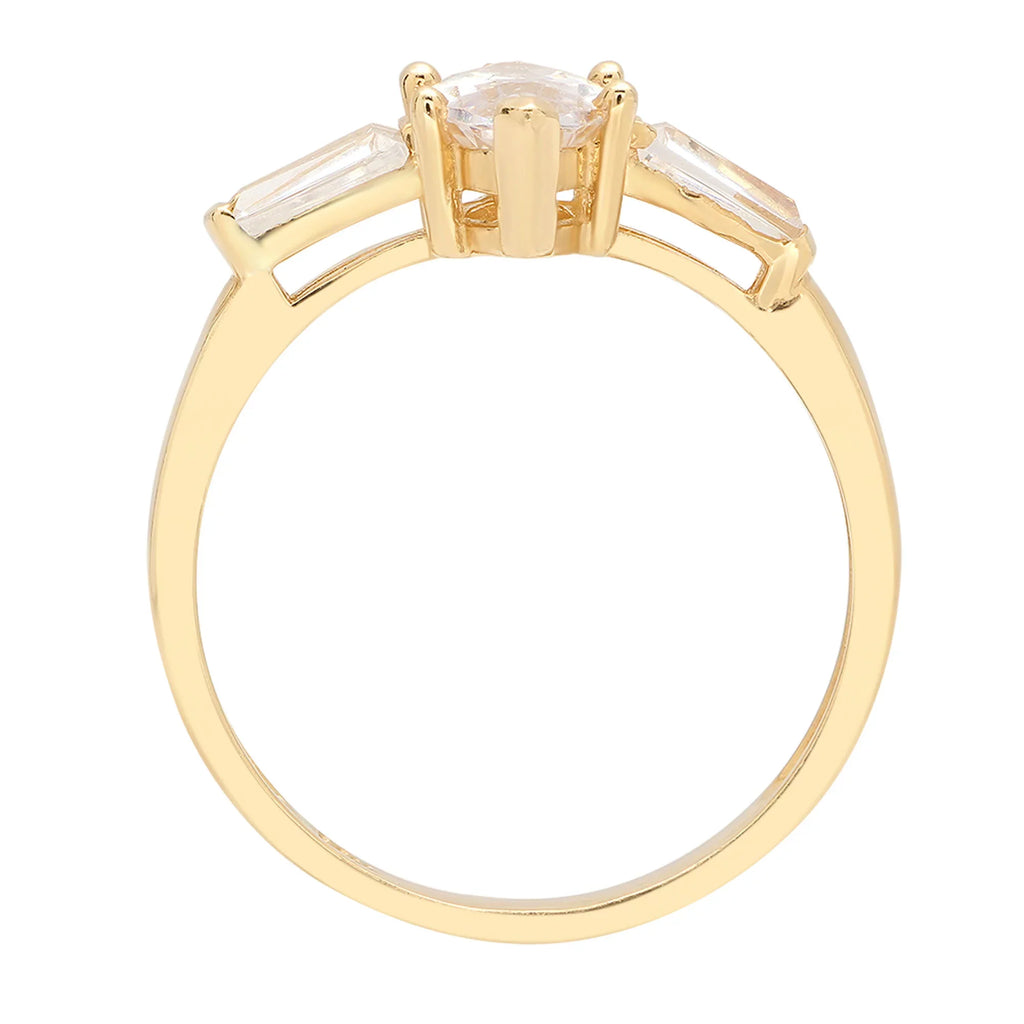 Yellow ct 14k Marquise 2.0 10.5 Cut Gold Ring Three-Stone Simulated Brilliant SZ Diamond