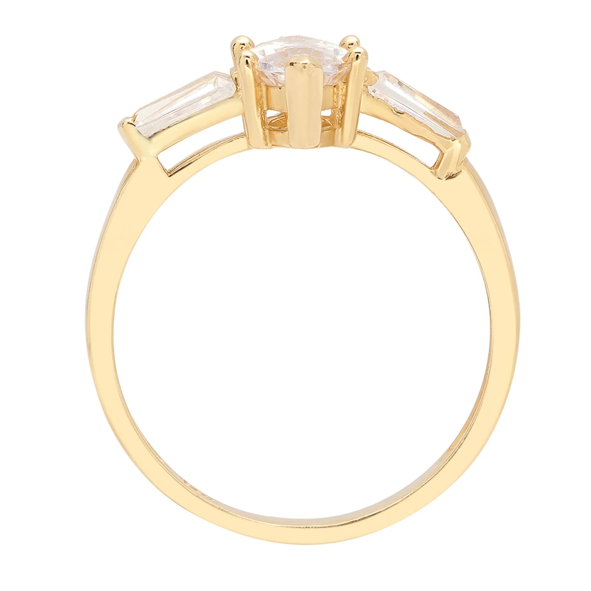 Yellow ct 14k Marquise 2.0 10.5 Cut Gold Ring Three-Stone Simulated Brilliant SZ Diamond