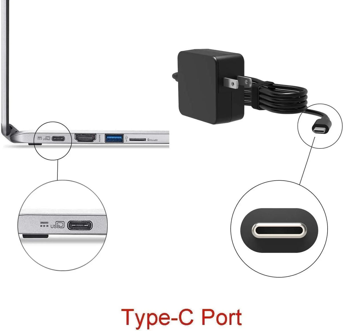Chromebook Lenovo USB-C Adapter Cord Ac Guy-Tech Power 81MA0022US Compatible 100e with 45w