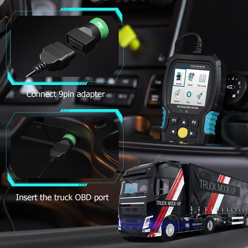 Diesel OBD2 Truck Scanner Heavy Diagnostic Scanner Truck Code RD801 Duty Tool Reader Romondes