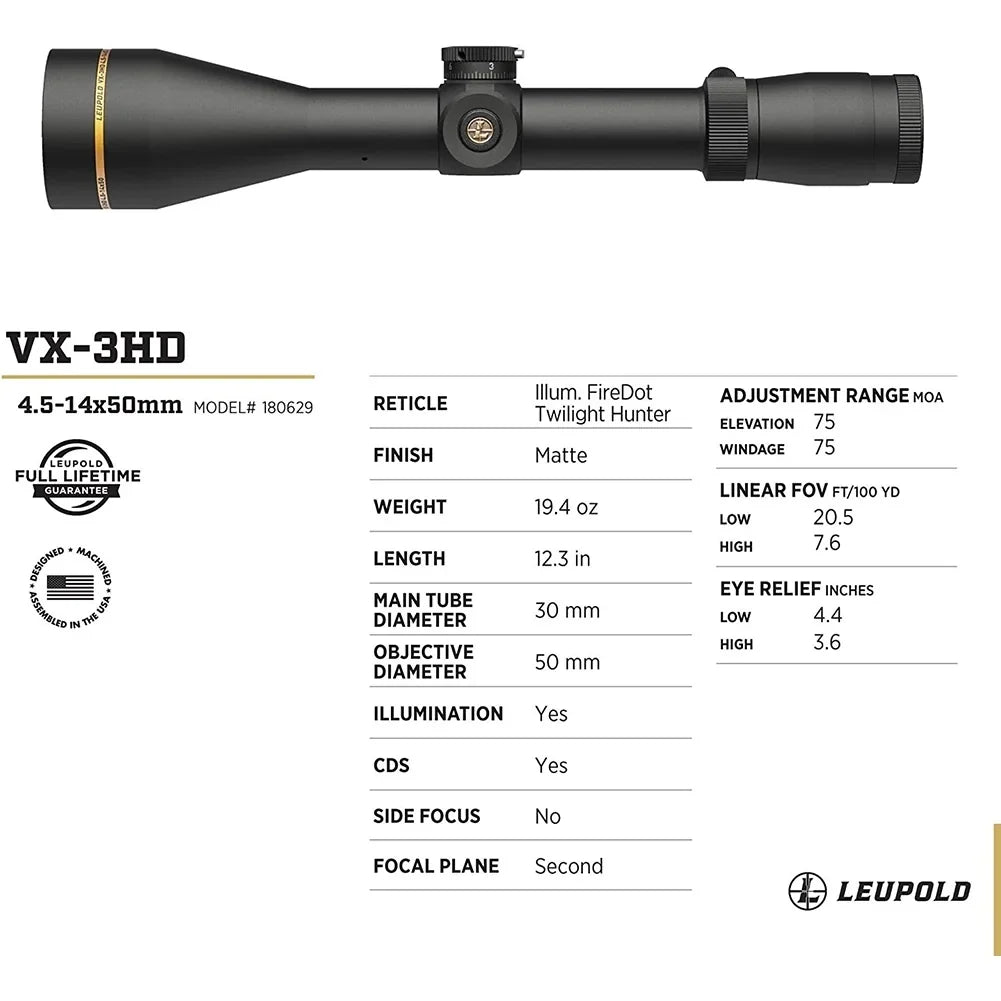 Riflescope Hunter VX-3HD 30mm Illuminated FireDot 4.5-14x50 Twilight (180629) CDS-ZL LEUPOLD