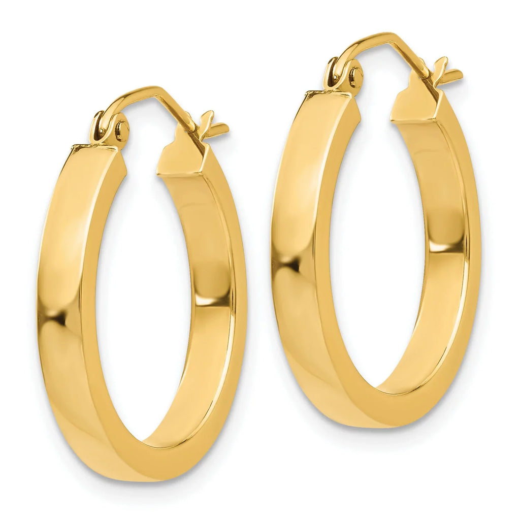 Hoop Gold Rectangular Yellow Tube 14k in Real 2x3mm Earrings