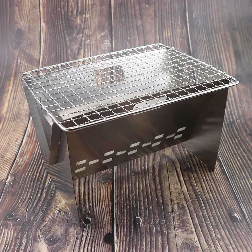 for BBQs Radirus Stainless Grill Steel Wood Stove Cooking Outdoor Portable Cooking with Camping Burning and Stove, Perfect Plate, Folding