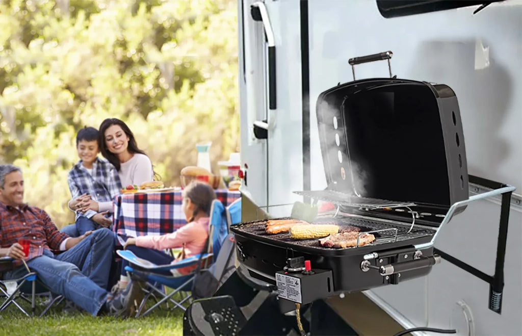 Flame YSNHT400 Mounted Motorhome System, Black, with Bracket Grill King RV/Trailer Gas Grill BBQ