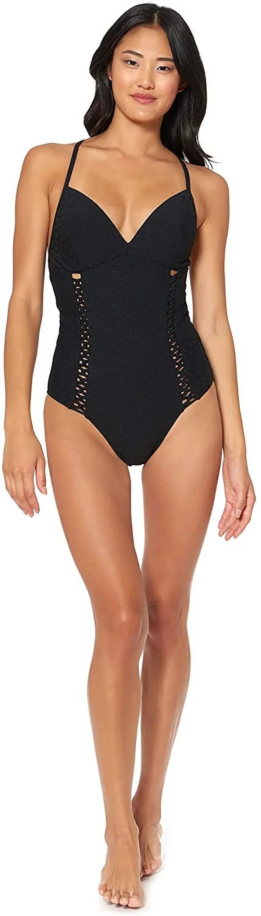 Jessica Rose Textured One-Piece Small Swimsuit, Bay BLACK Simpson US