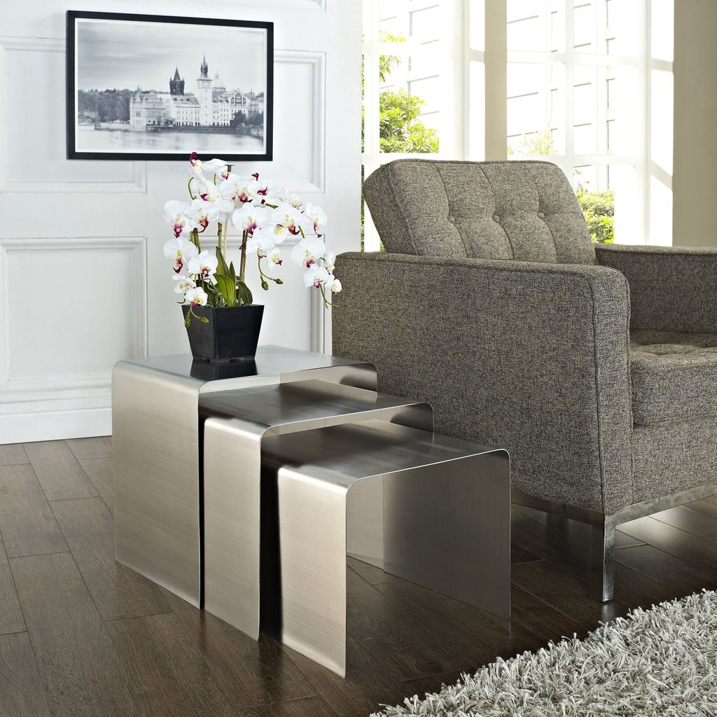 Rush Table Modway Nesting Silver in