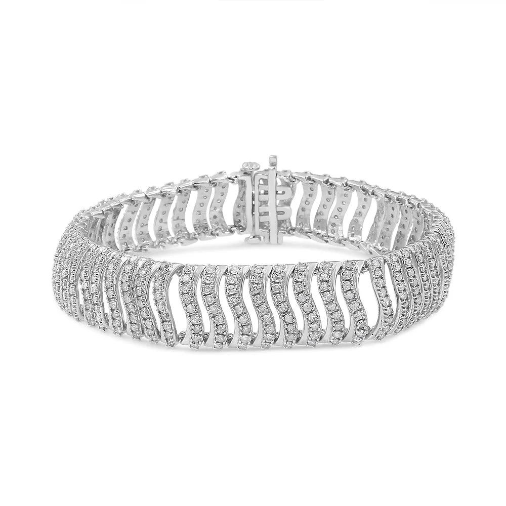 Link Diamond Round-Cut Bracelet Silver "S" 5.00 I3 Clarity) Color, 7.25 .925 Cttw (I-J - Size Sterling