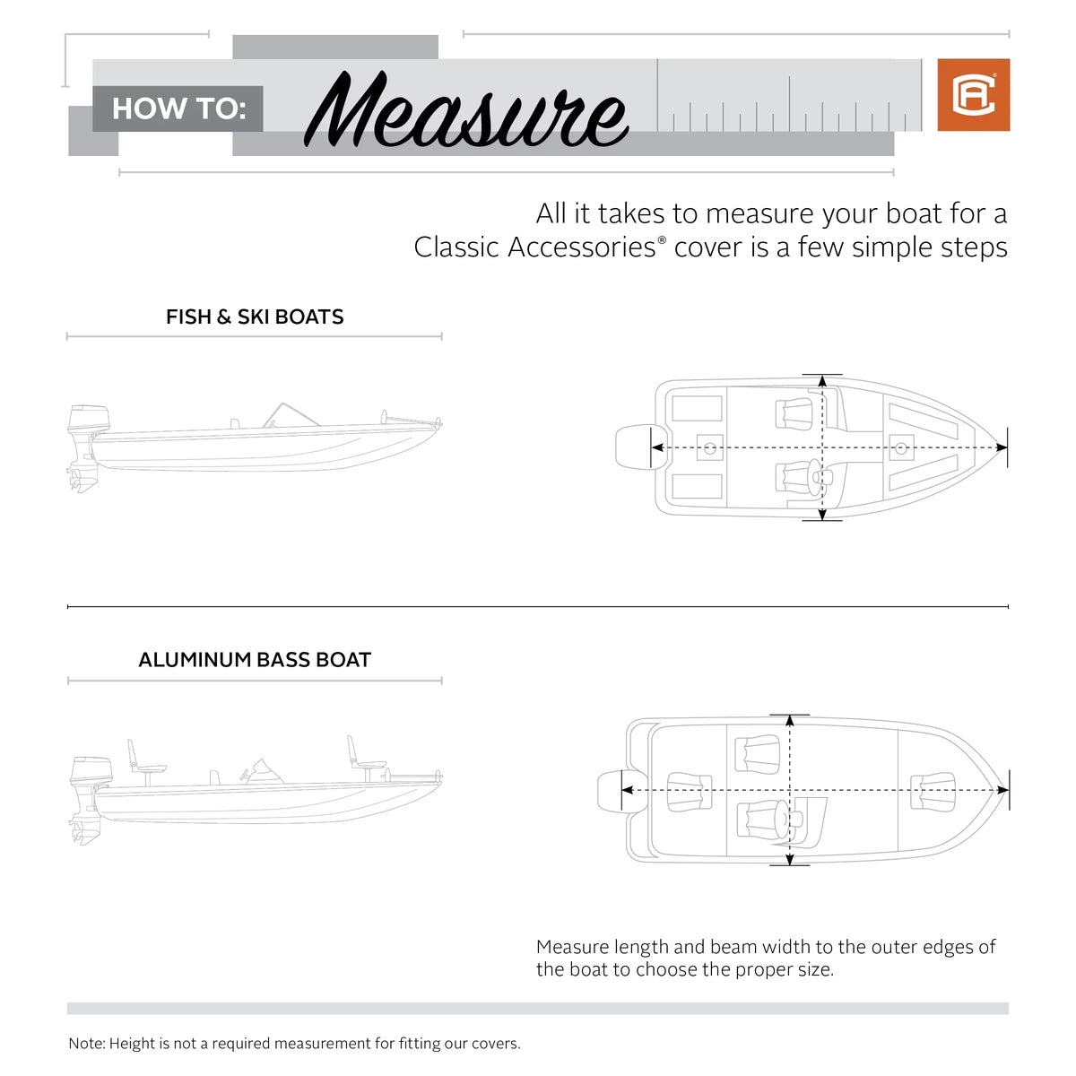 Fabric, RS-1™ L Ripstop Lunex C Classic Cover, Cover - Trailerable Model Boat Accessories 16' Boats 98" with Fits W, All-Weather Boat x 18.5'