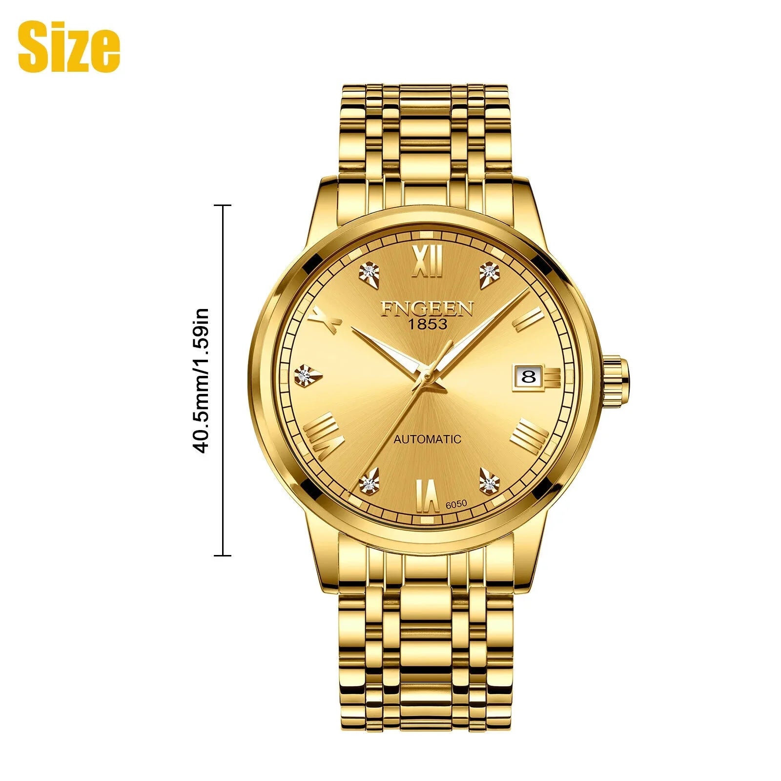 Stainless Wrist Men Mechanical Watch Gold Luxury Automatic Tone Waterproof Steel