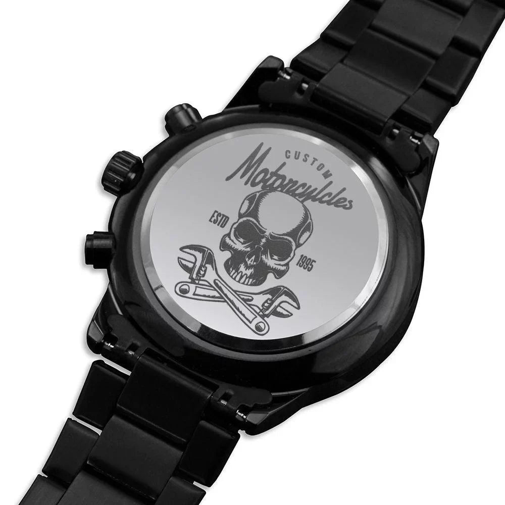 Rider Custom Motorcycle Dial W Men's Stainless Steel Copper Multifunction Motorcyles Watch Engraved 1995
