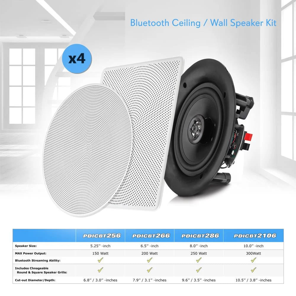 Audio 6.5 Flush Ceiling Mount In Pyle Pk) Way Speakers 2 (8 Bluetooth Wall 200W