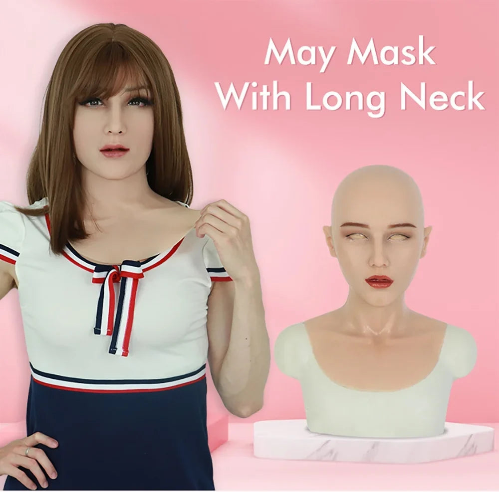 Cosplay Female Silicone Crossdresser Human Face Realistic Skin Mask ROANYER