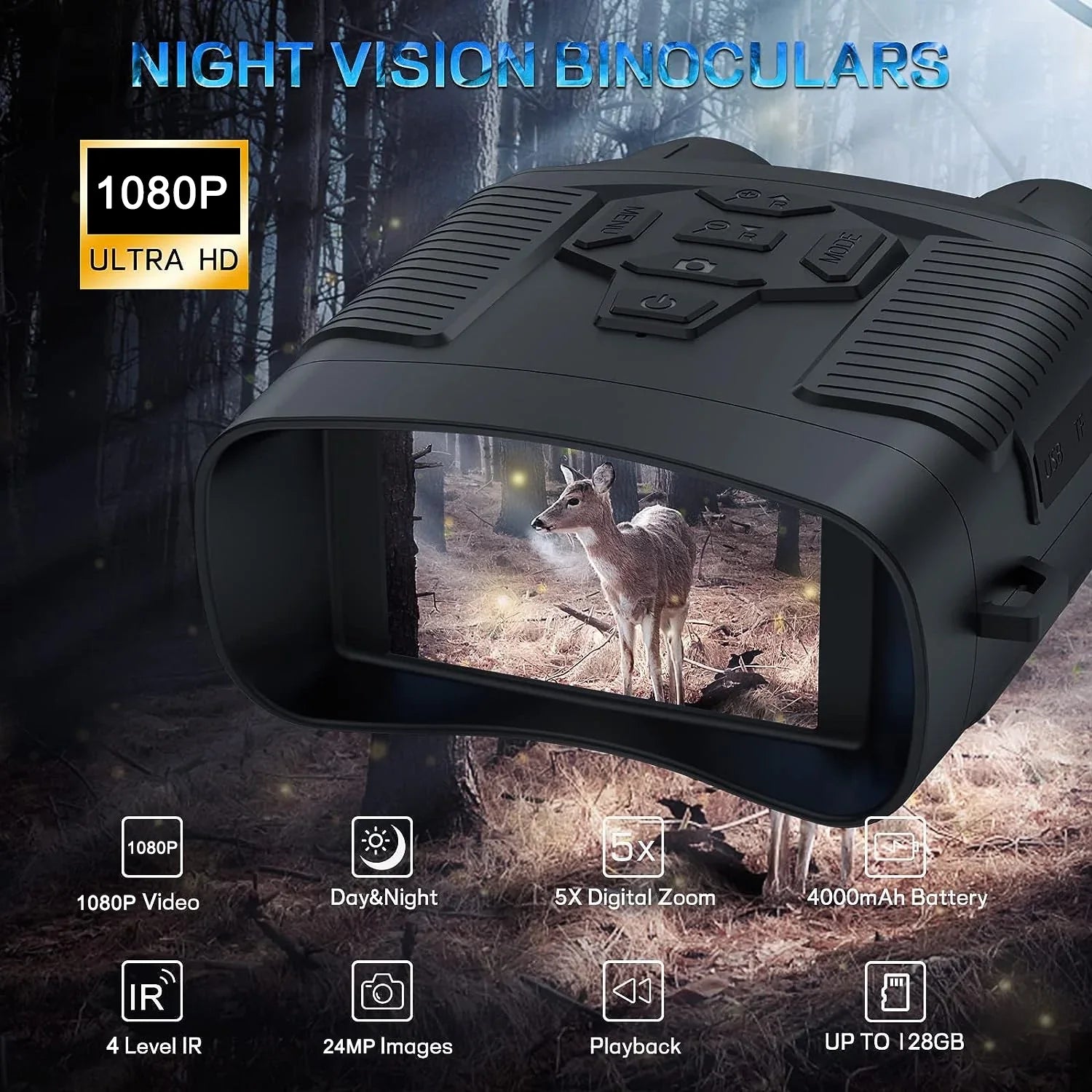 Zoom 6x 32GB SuntekCam Night NVI-800 Hunting Taking SD Videos Vision Card Suitable at and Pictures Night 24MP/1080P for Vision and Goggles Binoculars with Night