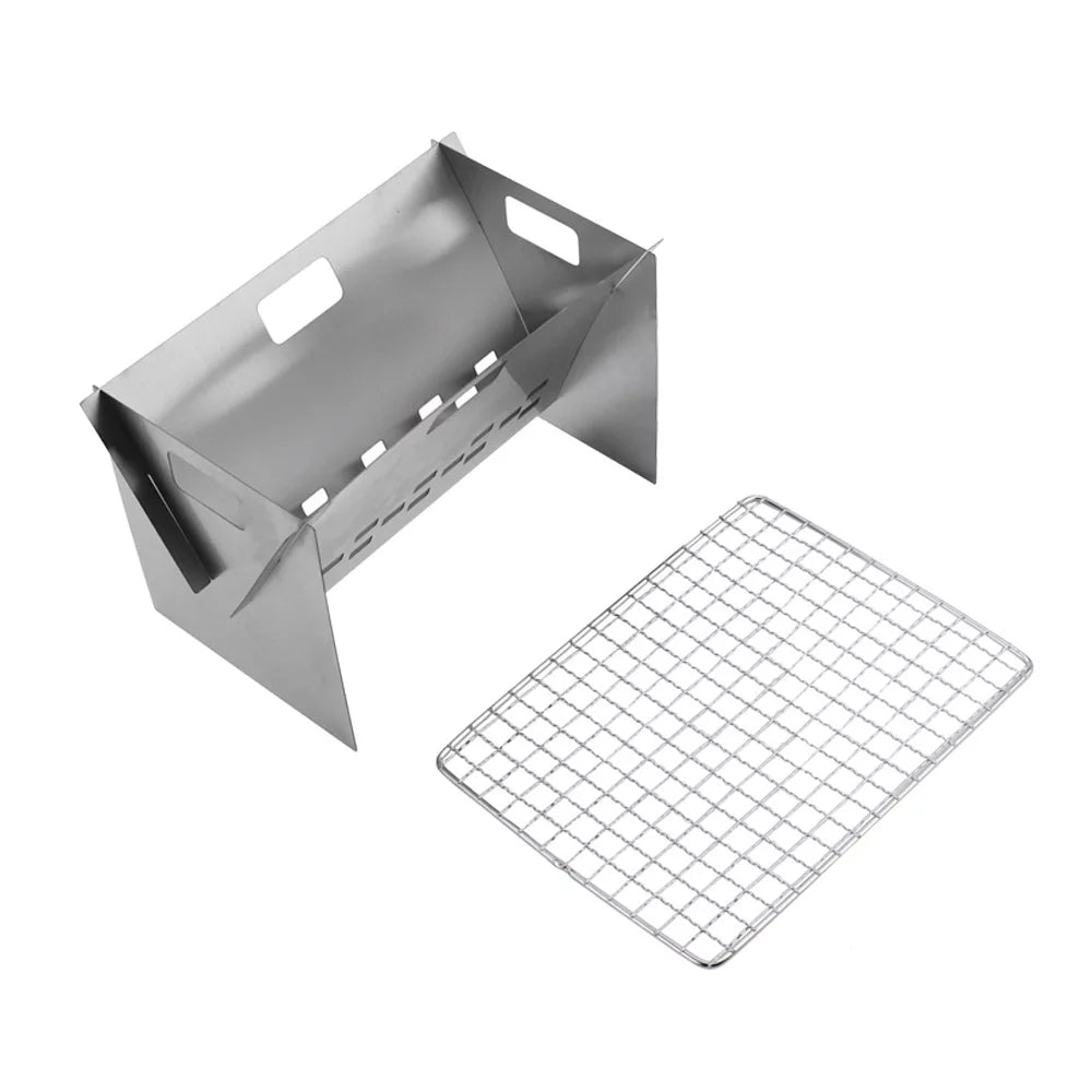 for BBQs Radirus Stainless Grill Steel Wood Stove Cooking Outdoor Portable Cooking with Camping Burning and Stove, Perfect Plate, Folding