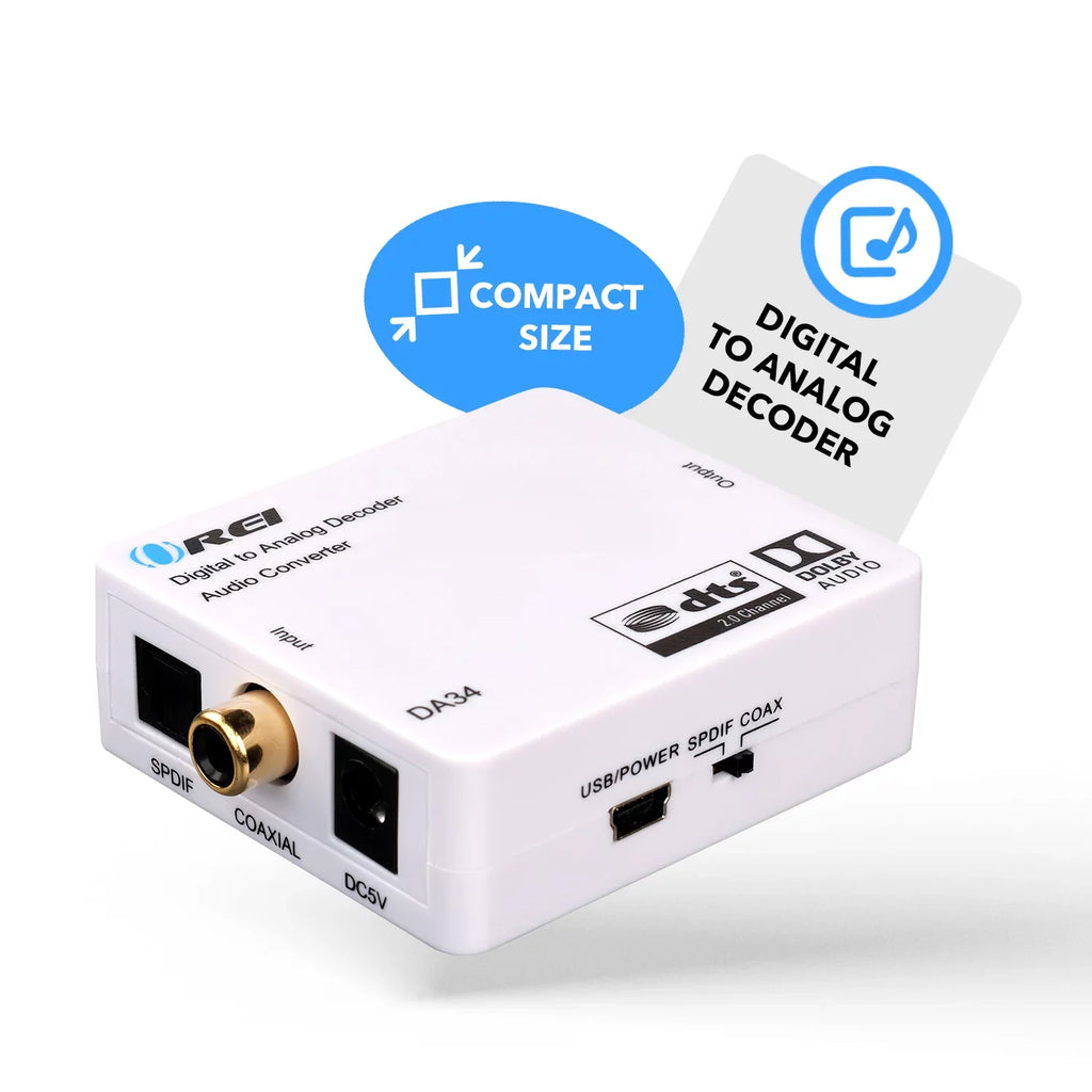 Analog L/R/3.5mm Output Input DA34 RCA 5.1-Channel Headphone to SPDIF/Coaxial Orei to Audio Decoder Digital
