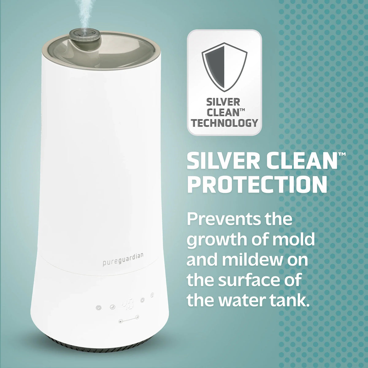 Mist 1.6 with 90-Hour 420 Sq. H997W Cool ft. Ultrasonic Humidifier Gallon PureGuardian Humidistat,