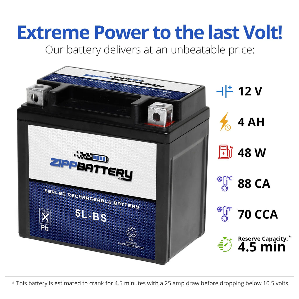 Battery Arctic Ytx5L-Bs Utility Battery 90Cc Dvx90, for 2008 Zipp Cat Atv