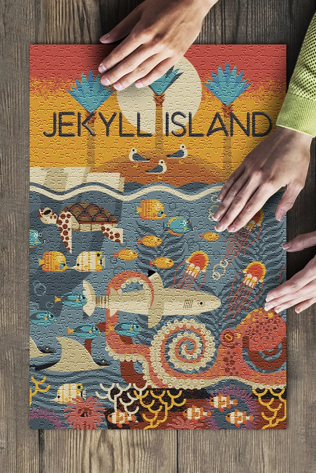 Piece Made Georgia, Island, Jekyll inches, 500 Adults Premium Family, and in Geometric Jigsaw (19x27 for Textured USA) Puzzle