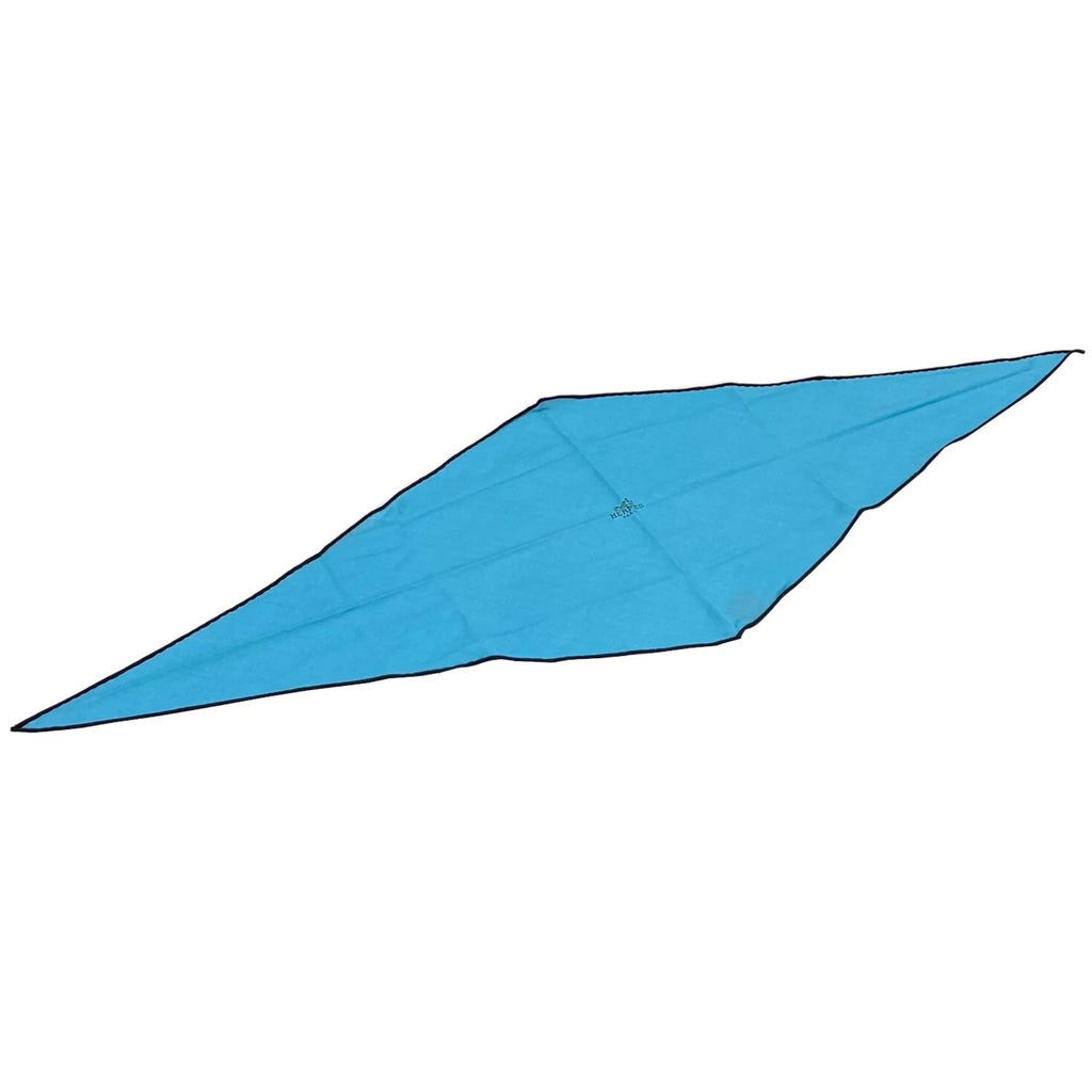 (Like scarf silk HERMES New) ladies Pre-Owned cashmere triangular Hermes blue triangle