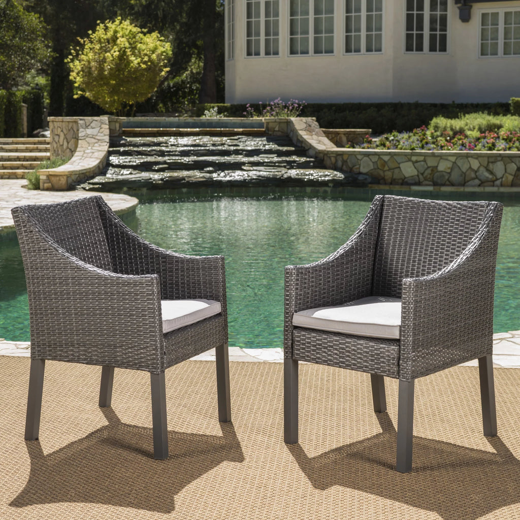 Piece with Set Cushions, Wicker Square Arcadia Dining Silver Grey, Outdoor 5