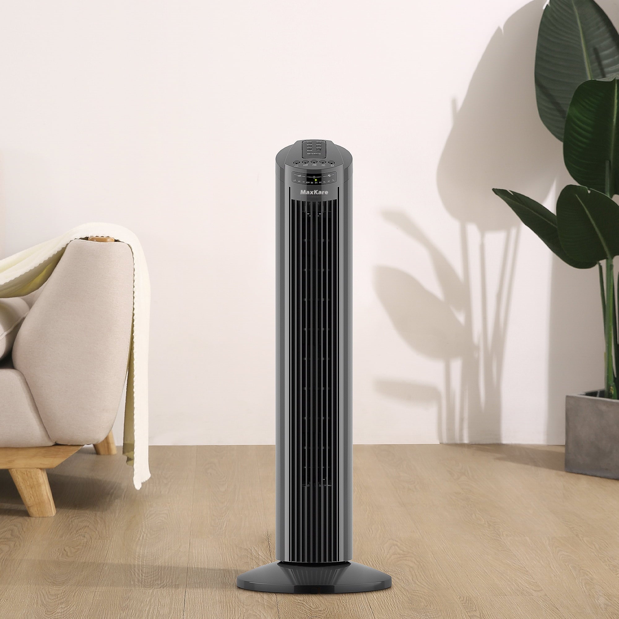 Gray Remote Speeds 3 60dB Wind Dark Fan Control Quiet Modes 30" Fan with Oscillating 120° Fan Bedroom, 3 MaxKare Cooling Tower Timer for