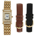 Leather Bands Crystal-Accented Peugeot Interchangeable Women's Gold-Tone Two with 691G Watch