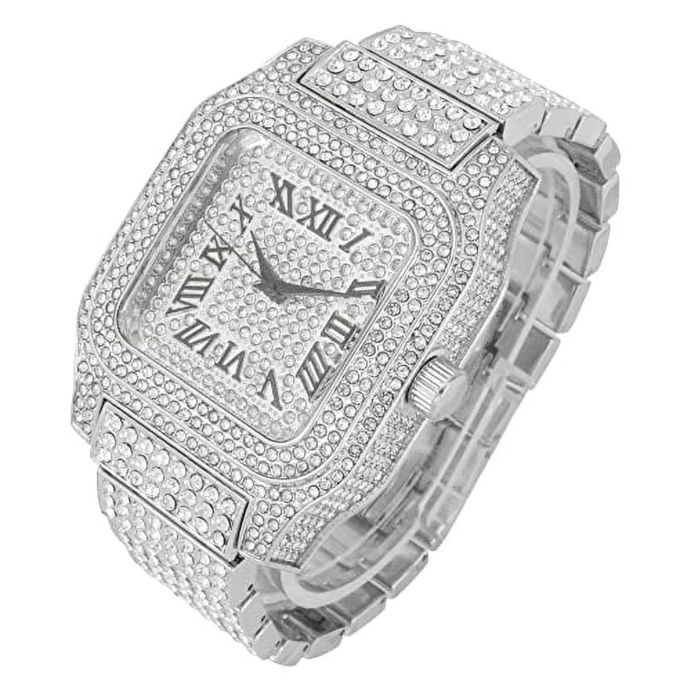 Charles Watch Raymond (Silver Out - Crystal Square Bling-ed You Hip in R#) Iced Will a Watch Biggie Black Hop Out 0513Sq Hypnotize