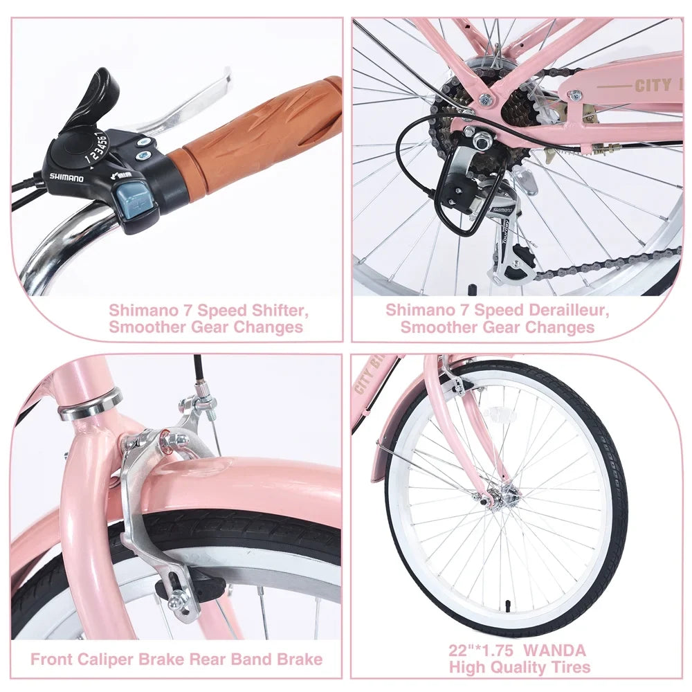 22 Girls Alloy Kids Inch je for Ages Bicycle Aluminium and Shifter Frame,7-speed 8+Years, derailleur,Pink Bike jx Yone