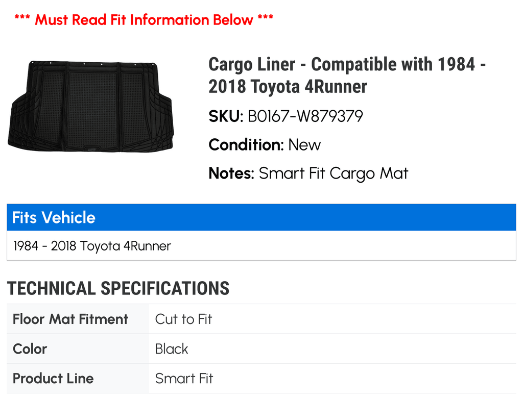 Compatible 4Runner 1999 1984 1998 1990 with - 2007 2002 1989 2003 1993 1992 Cargo 2004 2009 2005 2008 Toyota 1991 2011 1996 1987 2010 2018 - 1988 1985 1997 2006 Liner 2001 1986 1995 2000 1994