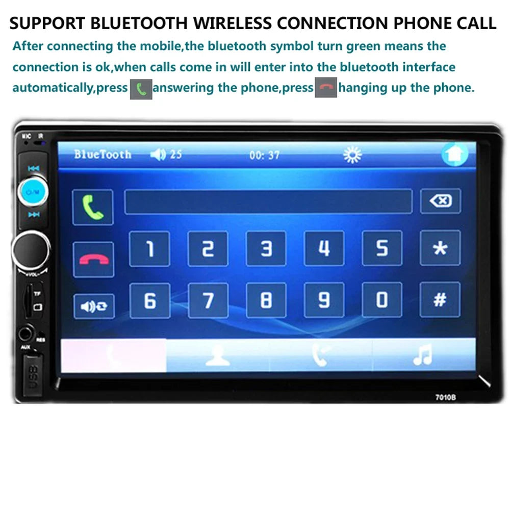 Double Audio 7-inch Multimedia Player Polarlander USB Car MP5/4/3 Screen Car SD with radio Touch Mirror Stereo AUX HD Car Bluetooth Din Link Function FM