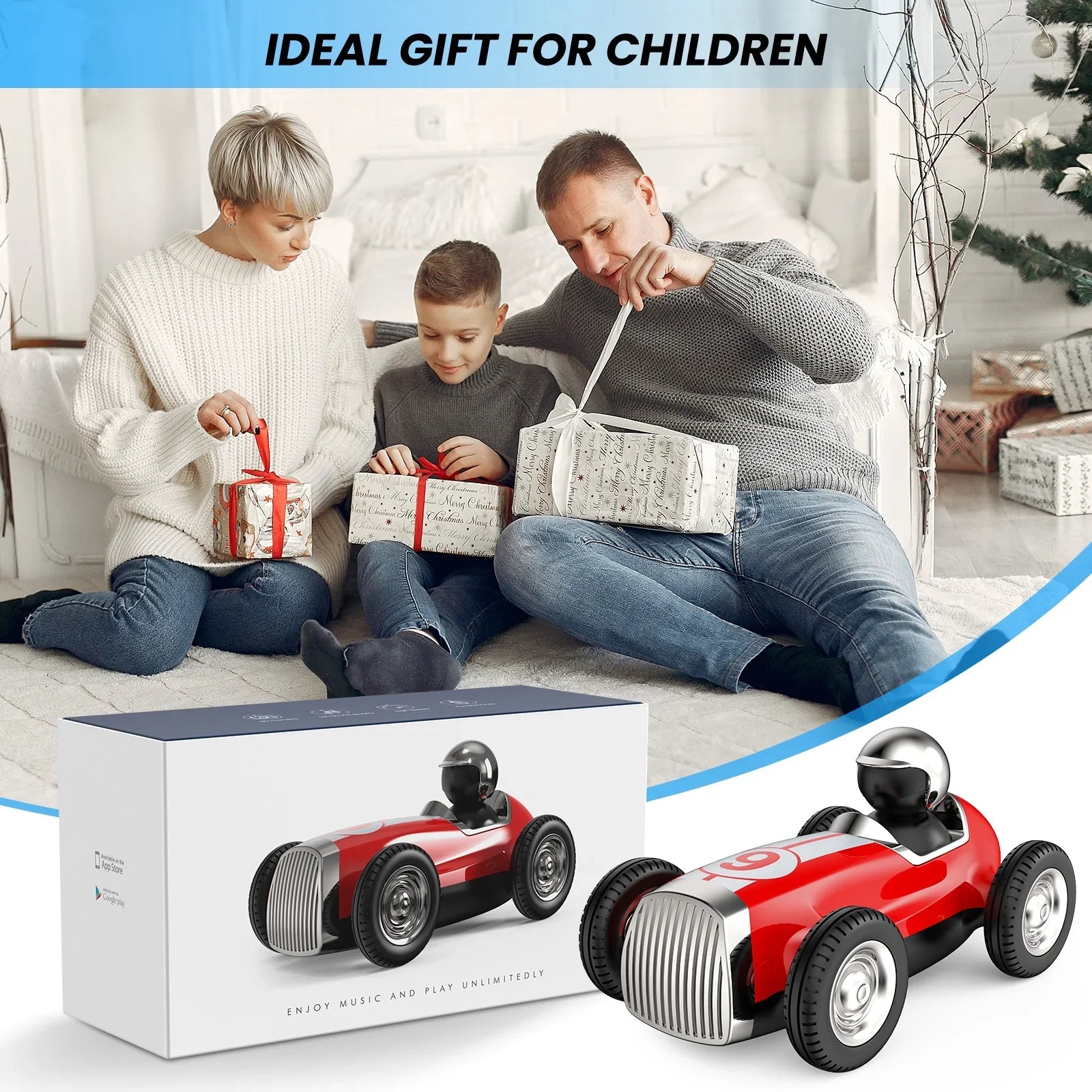 Speed Toys Stunt with RC Red Speaker Mode AUOSHI Bluetooth Gifts, Trucks Control for Music 2 RC Wireless Car Girls Car Fast Car Remote Boys for Kids 2.4GHz RC