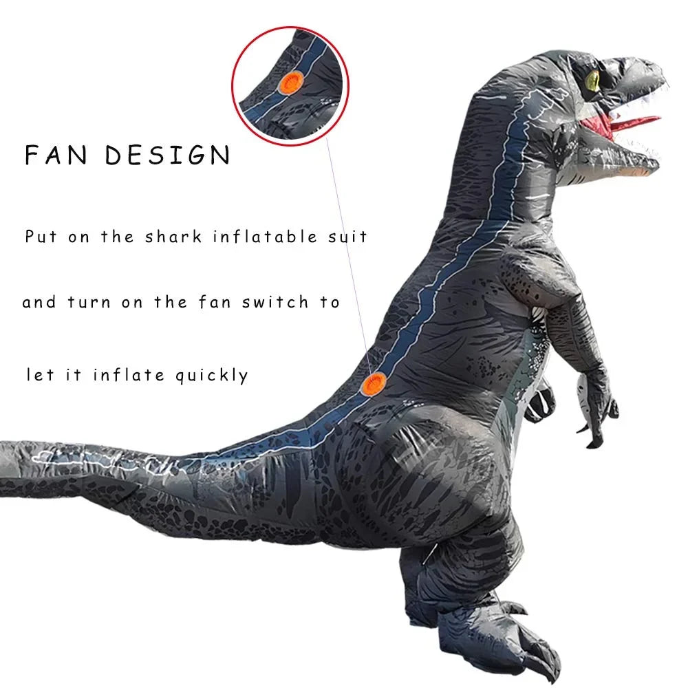Up Costume Full Blow Raptor Velociraptor Women Costume Inflatable Adult Costume Body Men Grey DomKom T-rex Dinosaur Halloween