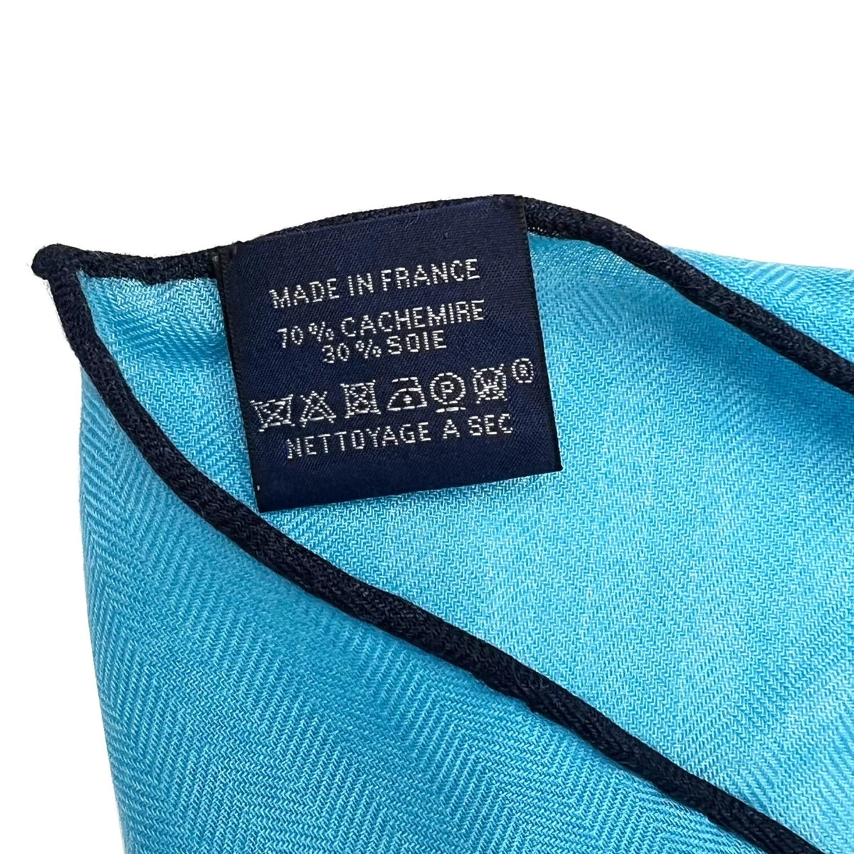 (Like scarf silk HERMES New) ladies Pre-Owned cashmere triangular Hermes blue triangle