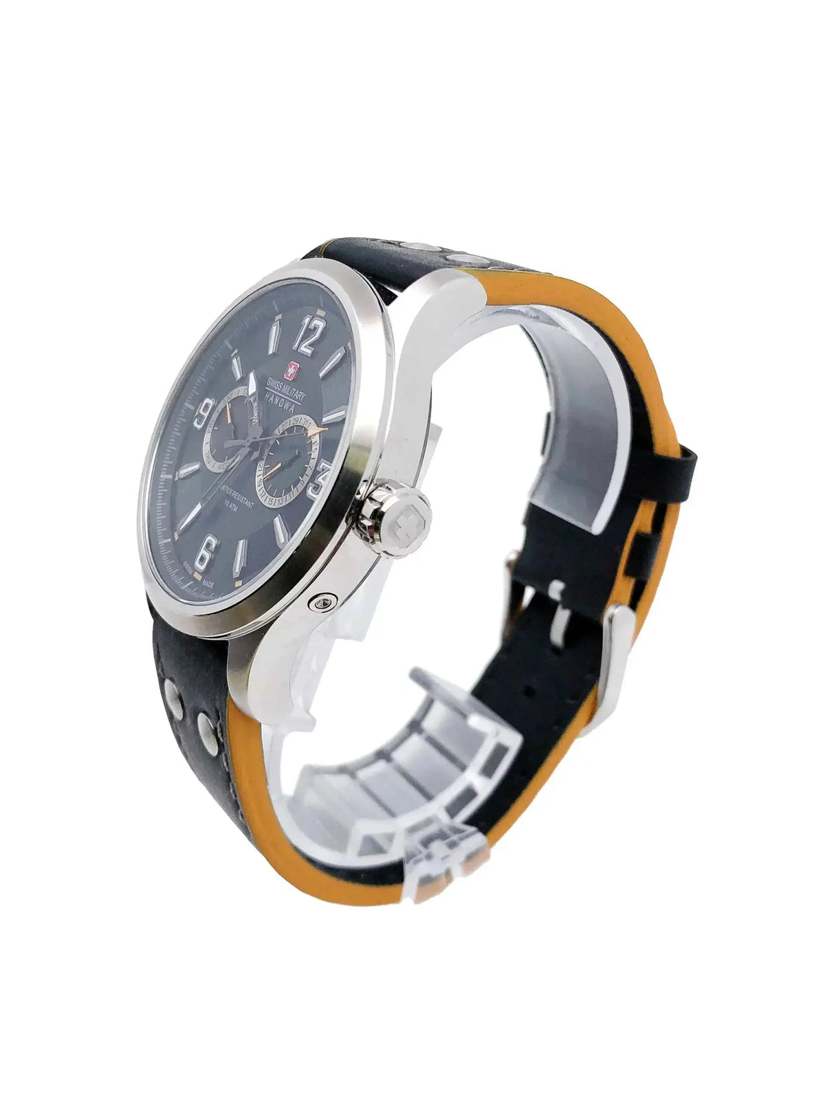 Quartz S-Steel Swiss Military Black 06-4307.04.007 Mens Hanowa Watch Dial
