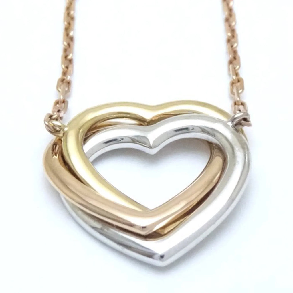 K18 (Like 291637 CARTIER Diamond Three-Color Heart Necklace New) Trinity Gold Pre-Owned B7061200