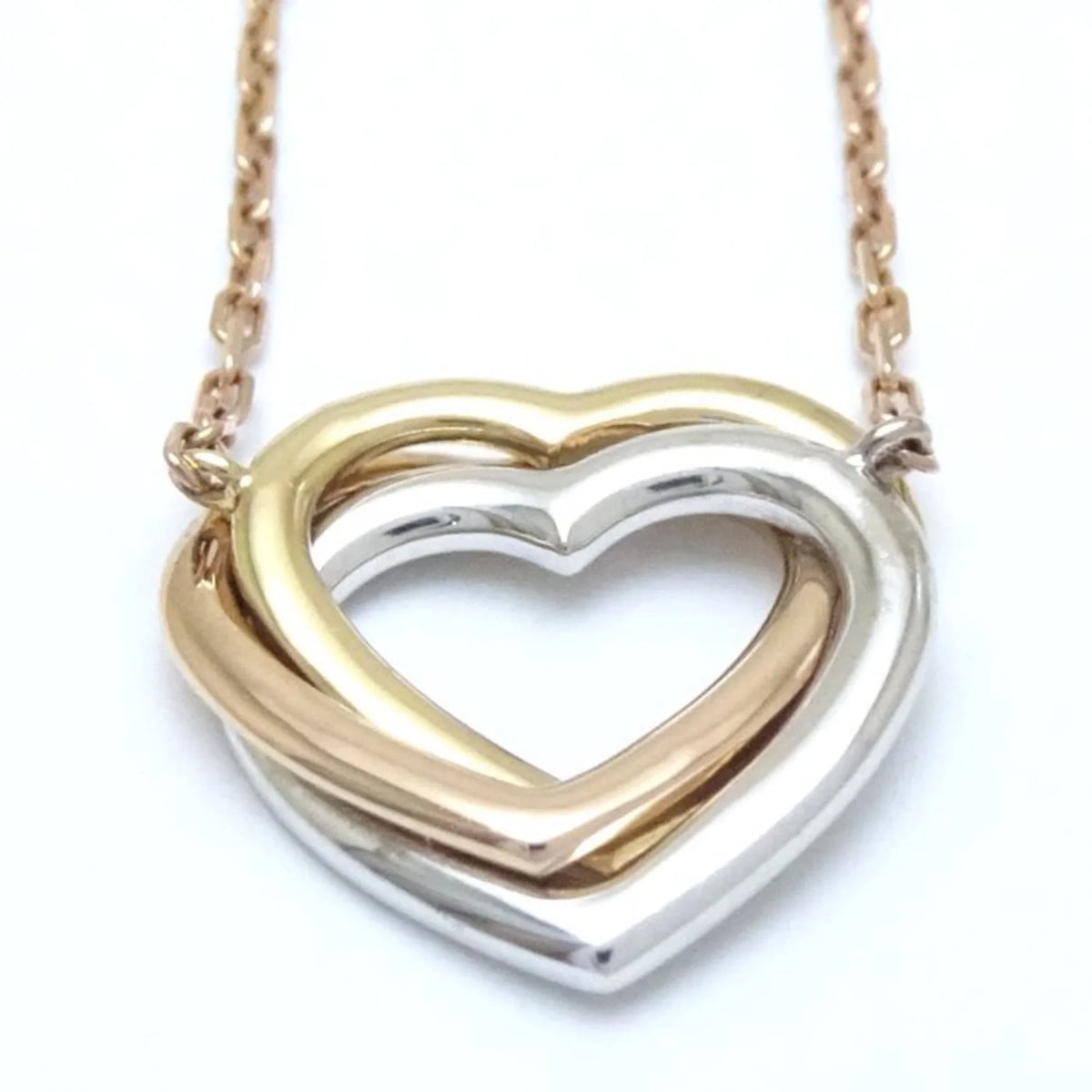 K18 (Like 291637 CARTIER Diamond Three-Color Heart Necklace New) Trinity Gold Pre-Owned B7061200