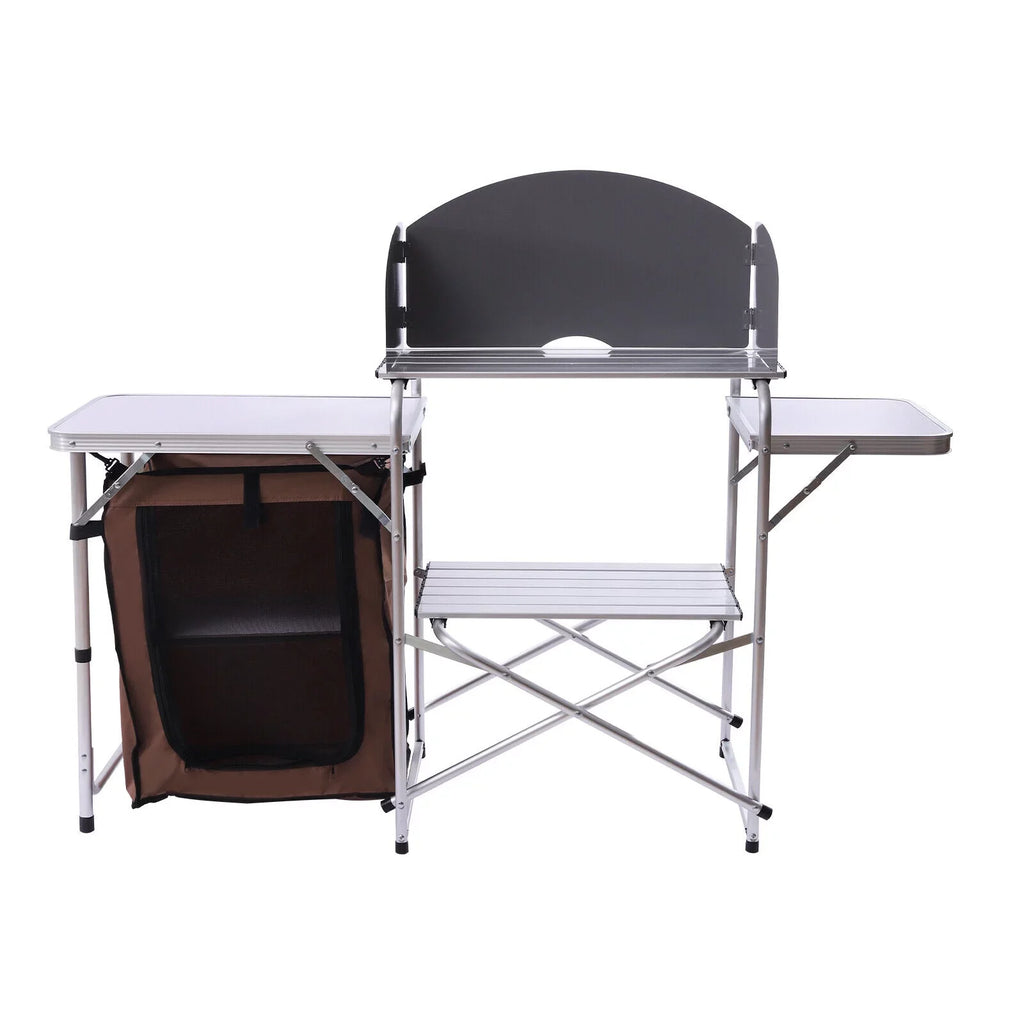 Cabinet Table BBQ Kitchen Storage Picnic Folding Table Portable Miumaeov Camping Rack