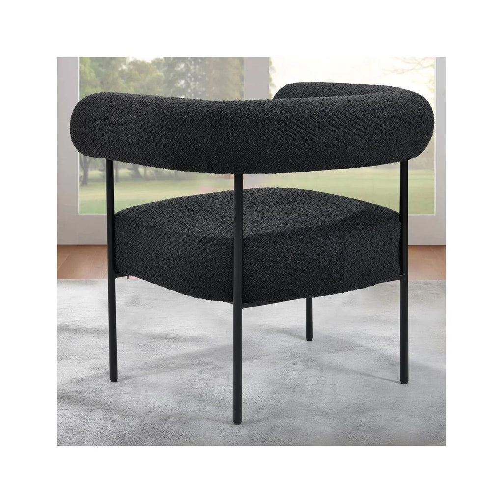 Palma Chair Boucle Black Arm Metal