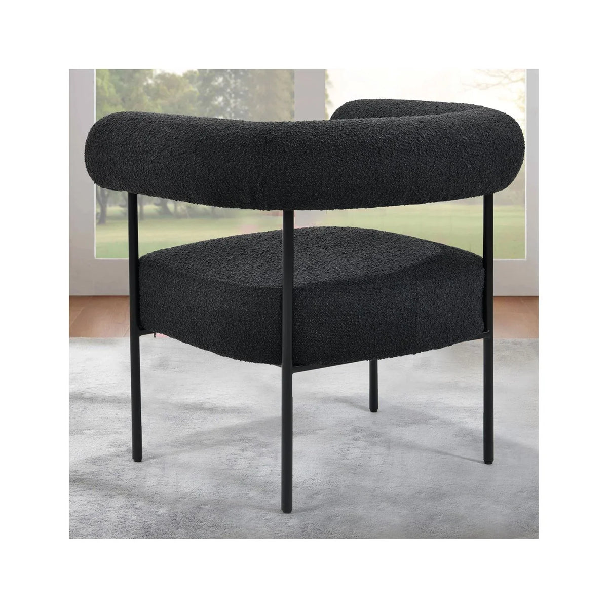 Palma Chair Boucle Black Arm Metal