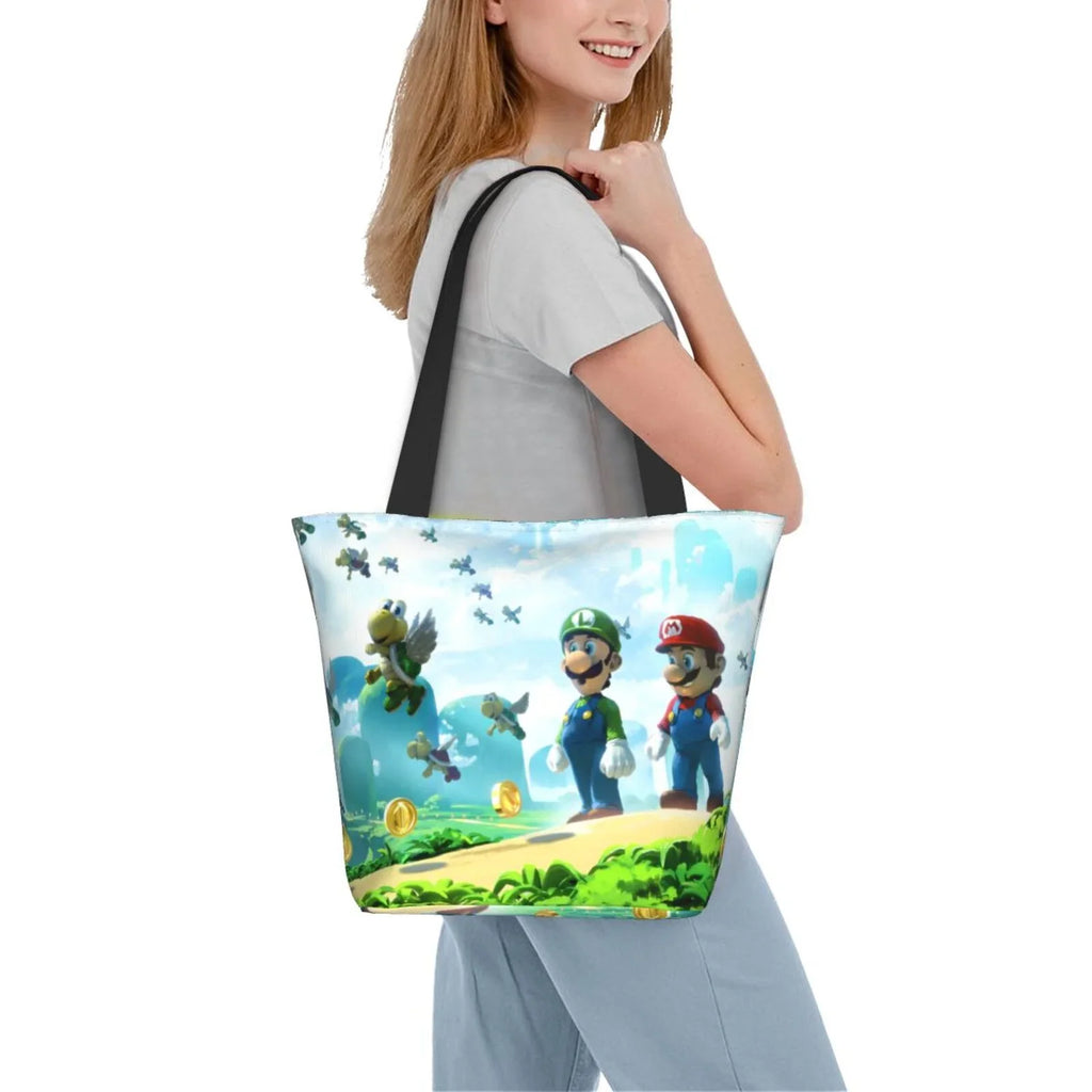 Business Shoulder Handbag Cartoon Bag For Luigi Women's Travel School Mario Super Work Large Capacity Shopping Beach Tote