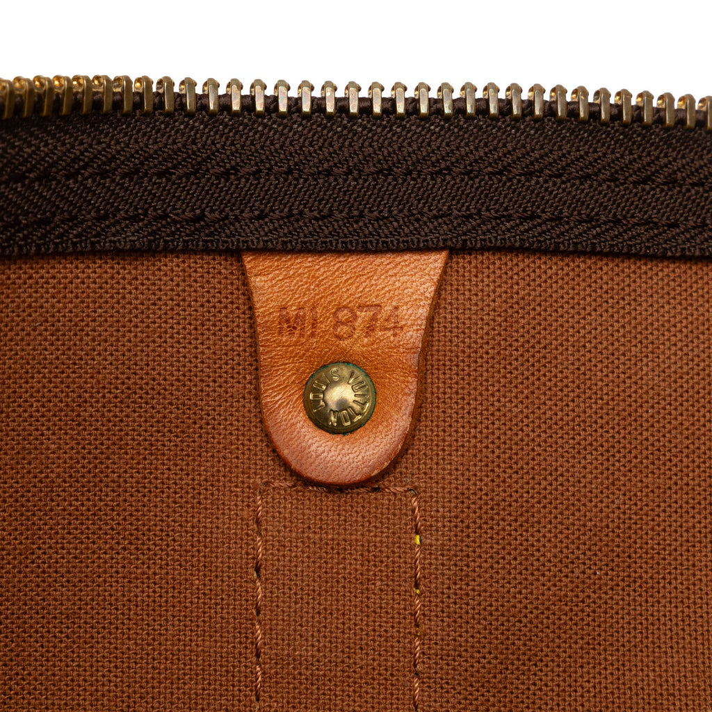 (Good) 55 WeekenderBag Brown Bag Travel Pre-Owned Monogram Keepall Louis Authenticated Canvas Vuitton Unisex