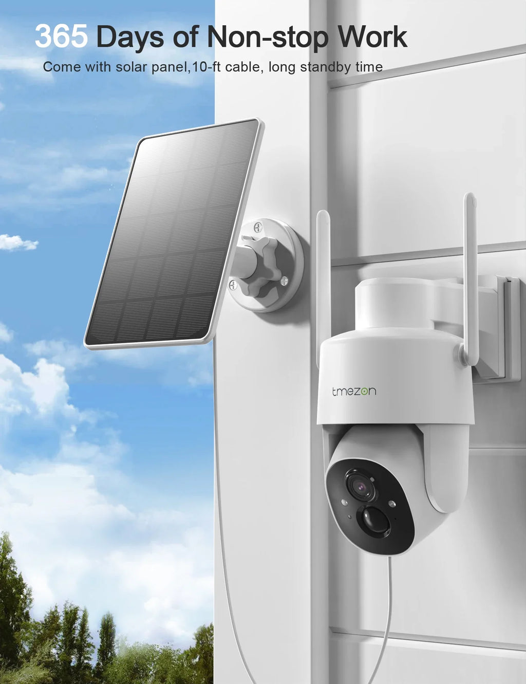 Wireless Outdoor Camera TMEZON 2 2K Security Camera Surveillance Wireless, Pack
