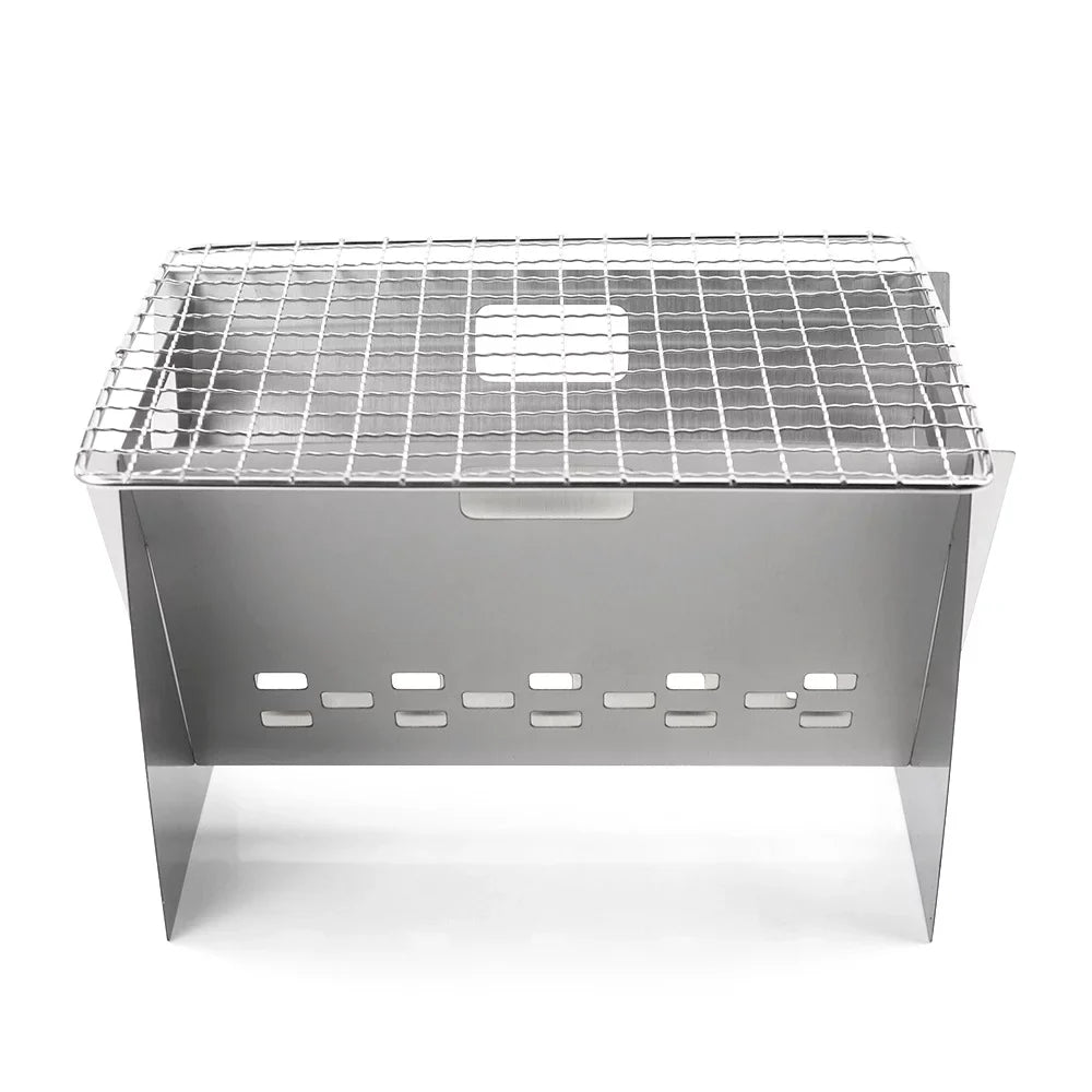 for BBQs Radirus Stainless Grill Steel Wood Stove Cooking Outdoor Portable Cooking with Camping Burning and Stove, Perfect Plate, Folding