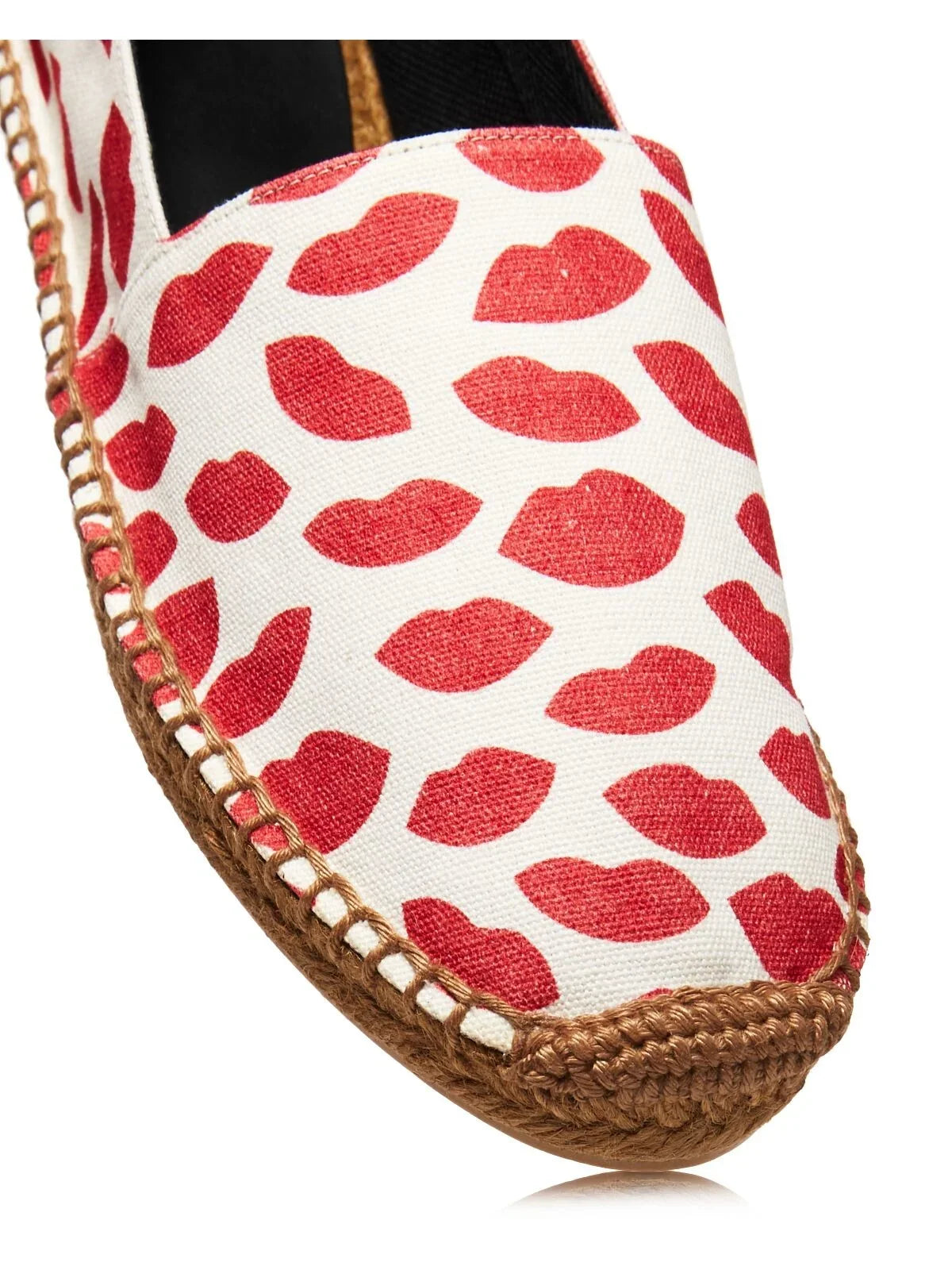 SAINT Lip Woven LAURENT Round On Slip Logo Toe Printed Womens Espadrille Platform Shoes 36 Red Bianco