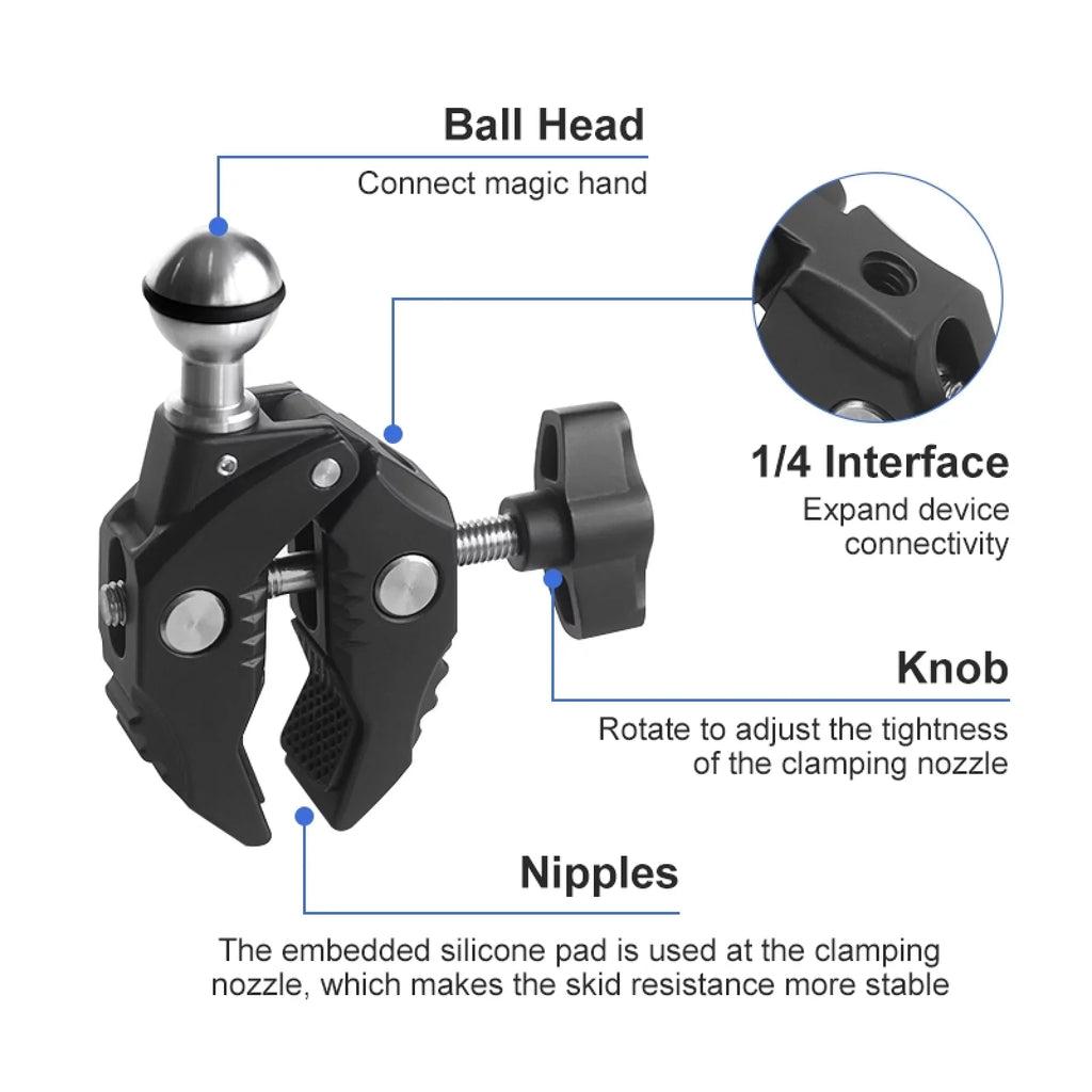 with Head, Camera Load DJI, Aluminum Dual Ball - Capacity, AKASO, Mount Handlebar Insta360 Clamp Rotatable 11/10/9/8/7, Alloy Bicycle Hero Adapter, 1.5kg Adapter, Compatible
