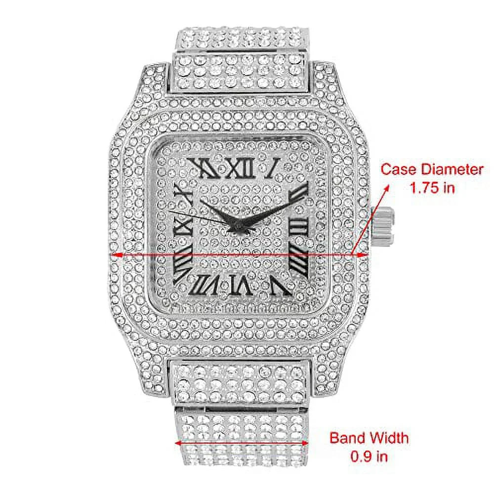 Charles Watch Raymond (Silver Out - Crystal Square Bling-ed You Hip in R#) Iced Will a Watch Biggie Black Hop Out 0513Sq Hypnotize