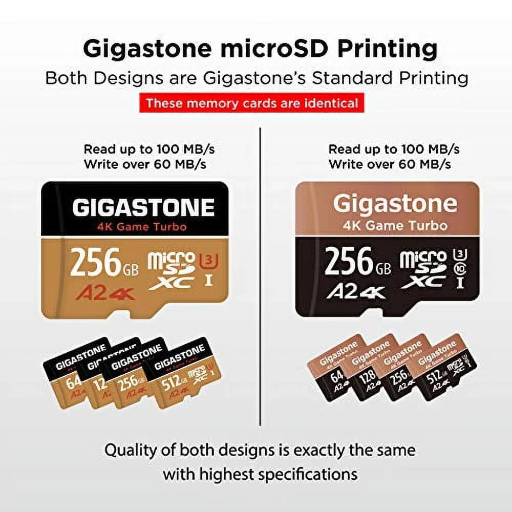 Cams, Game C10 R/W UHS-I Switch Run [5-Yrs A2 Dash Micro 4K Cameras, Go Memory 100/60MB/s SDXC Card, 256GB Turbo Free-Data-Recovery] U3 App Nintendo Pro Compatible, Gigastone